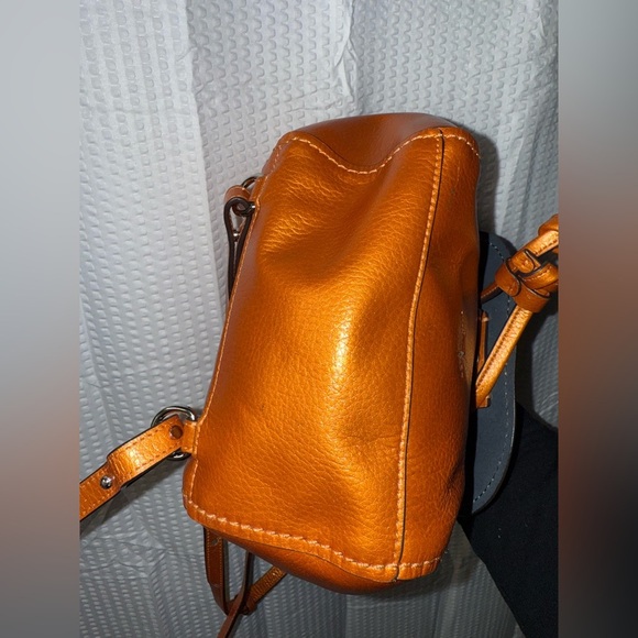 Coach Metallic Derby Backpack in tangerine orange pebbled leather main image 13